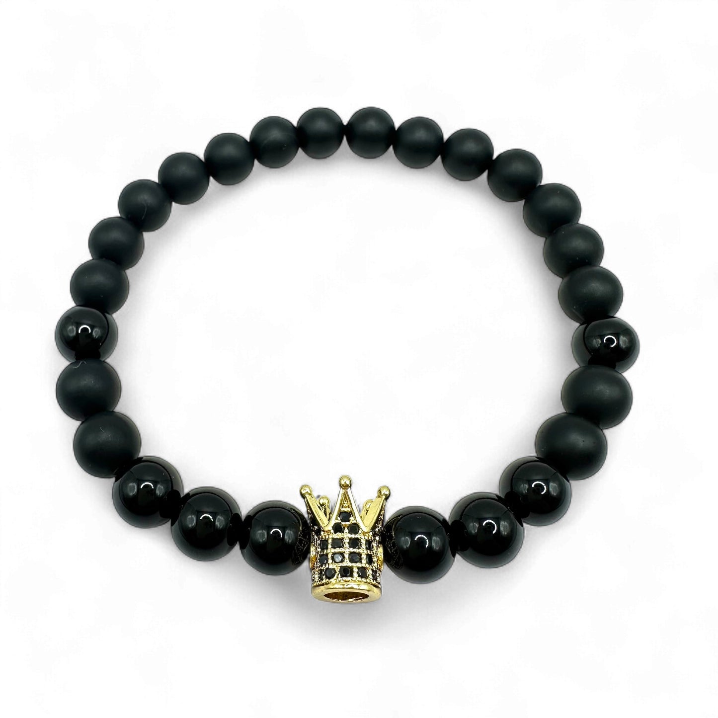 Brățară mărgele Mate Obsidian Crown